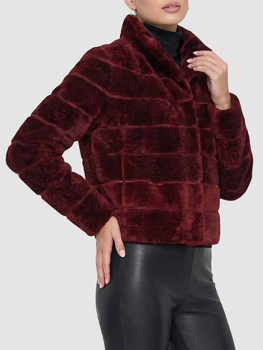 Gorski Women's Reversible Textured Shearling Lamb Jacket | Thumbnail 4 Gorski Women's Reversible Textured Shearling Lamb Jacket | Thumbnail 4