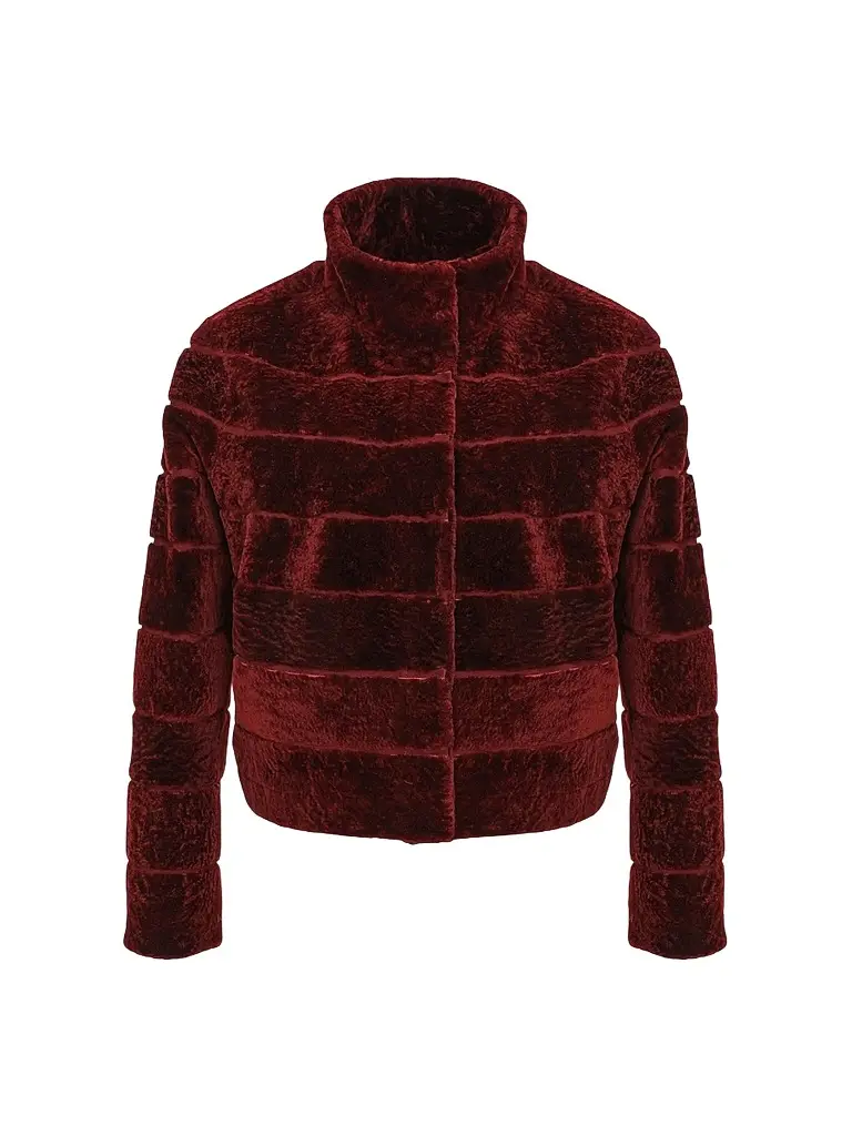 Gorski Women's Reversible Textured Shearling Lamb Jacket - Wine | Image 1 Gorski Women's Reversible Textured Shearling Lamb Jacket - Wine | Image 1