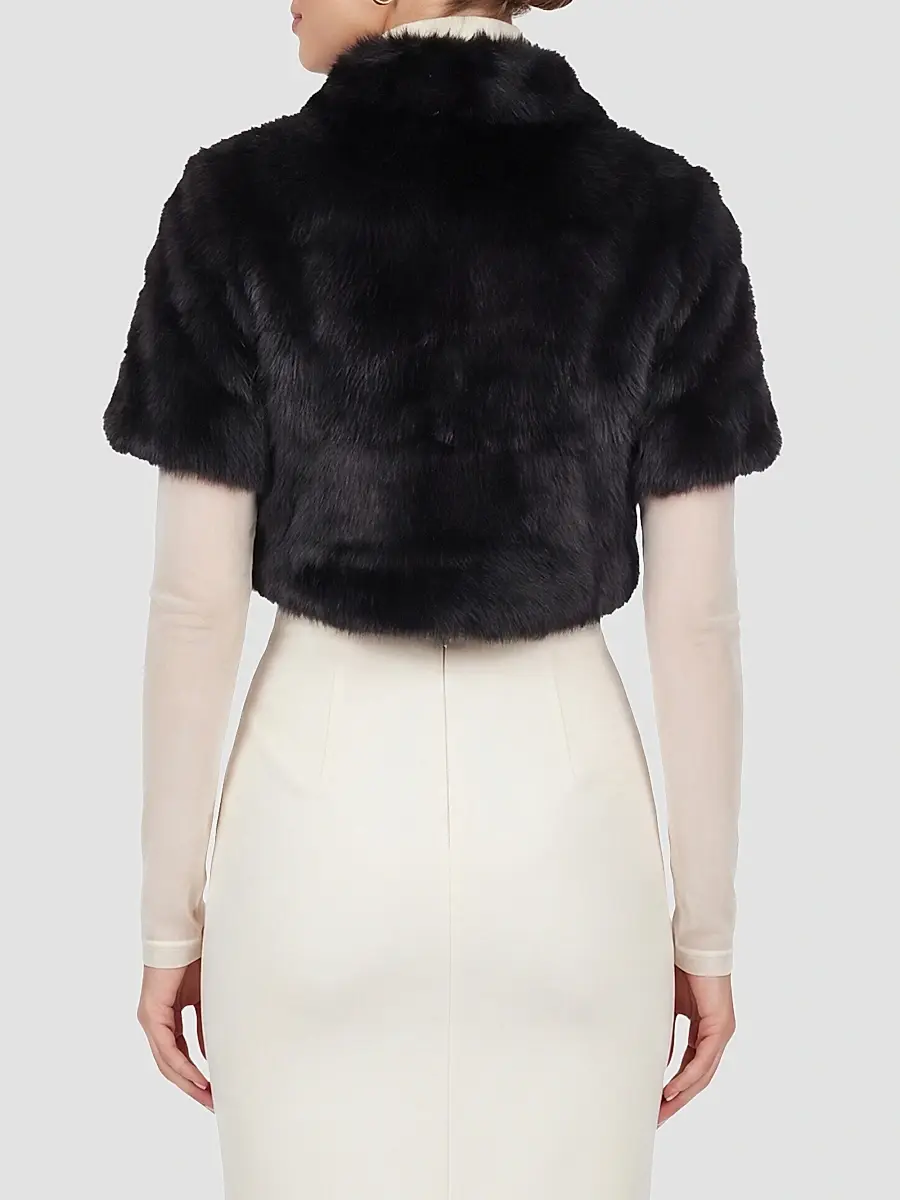 Gorski Women's Reversible Merinillo Lamb Bolero with Cropped Sleeves - Black | Thumbnail 5 Gorski Women's Reversible Merinillo Lamb Bolero with Cropped Sleeves - Black | Thumbnail 5