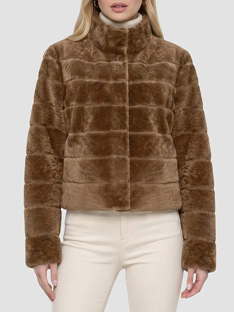 Gorski Women's Reversible Textured Shearling Lamb Jacket | Thumbnail 3 Gorski Women's Reversible Textured Shearling Lamb Jacket | Thumbnail 3