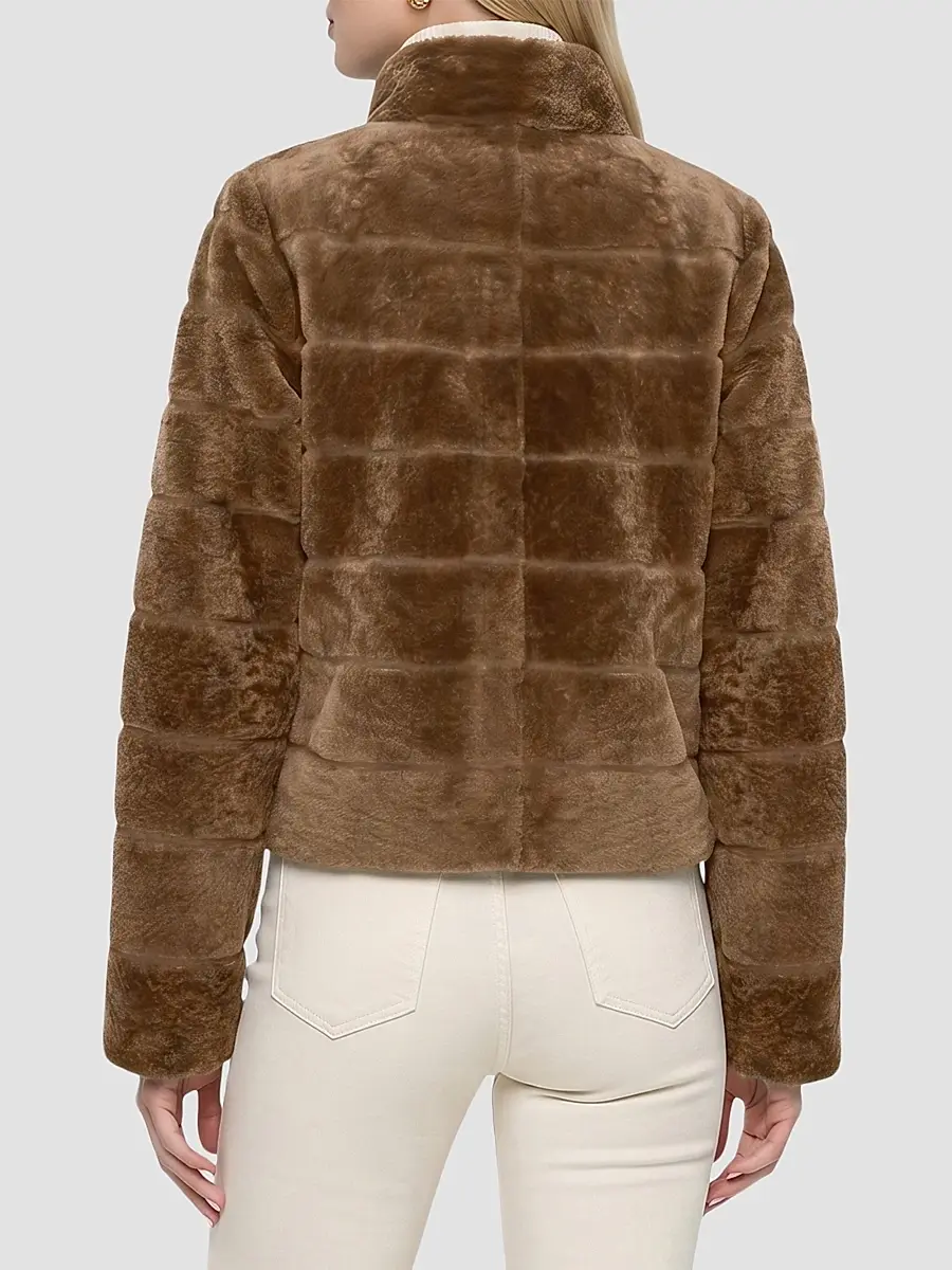 Gorski Women's Reversible Textured Shearling Lamb Jacket | Thumbnail 5 Gorski Women's Reversible Textured Shearling Lamb Jacket | Thumbnail 5