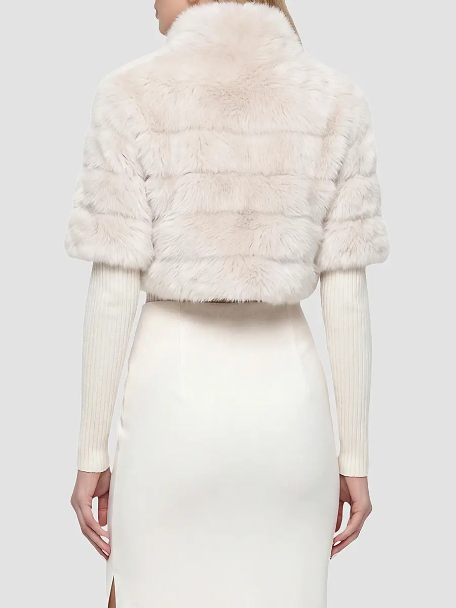 Gorski Women's Reversible Merinillo Lamb Bolero with Cropped Sleeves - Cream | Thumbnail 4 Gorski Women's Reversible Merinillo Lamb Bolero with Cropped Sleeves - Cream | Thumbnail 4