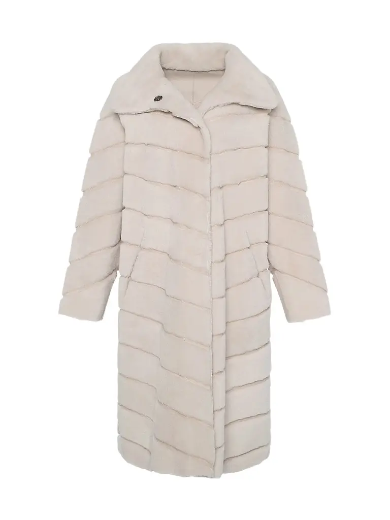 Gorski Women's Reversible Merino Shearling Lamb Chevron Short Coat
