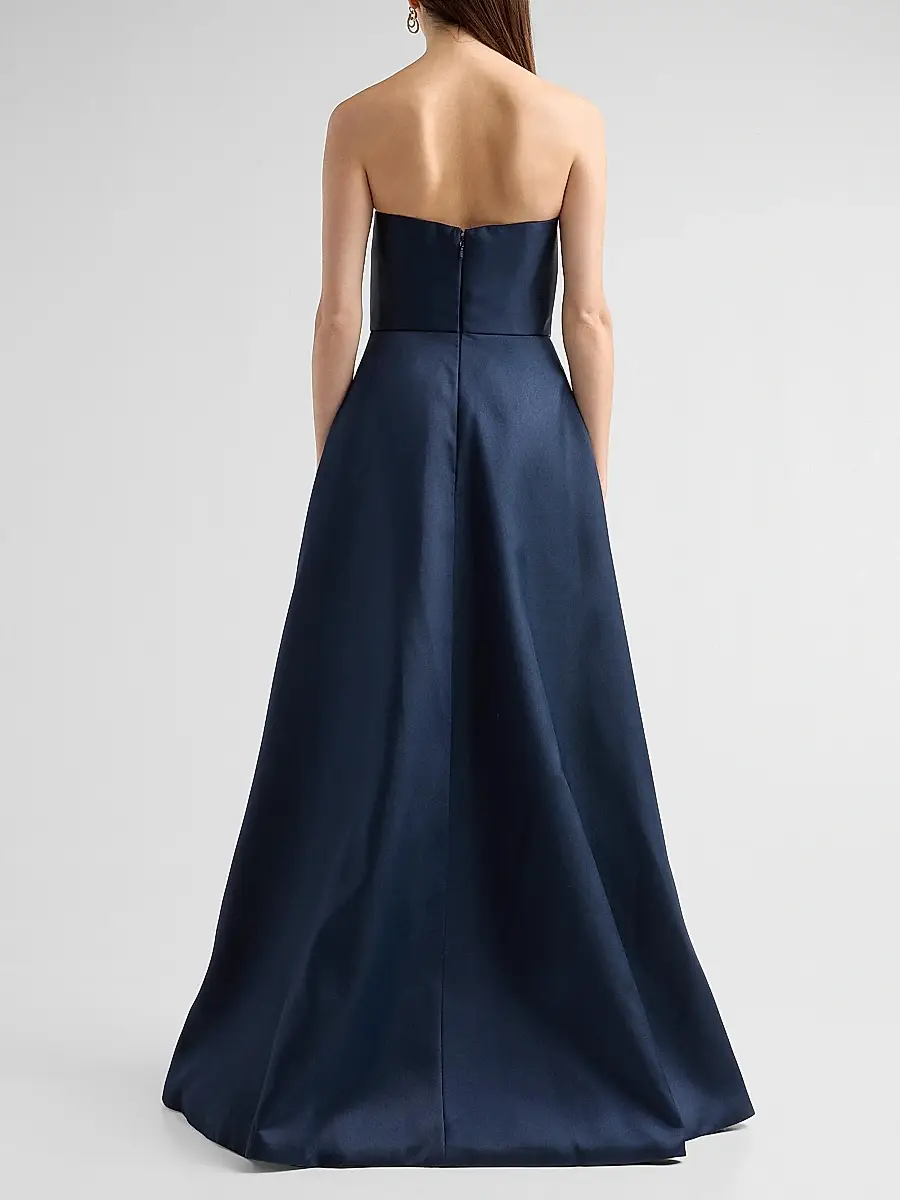 Amsale Women's Brocade Strapless Watteau Gown | Thumbnail 3 Amsale Women's Brocade Strapless Watteau Gown | Thumbnail 3