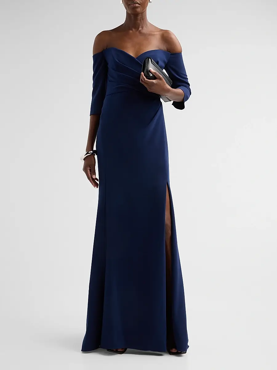 Amsale Women's Stretch Crepe Off-The-Shoulder Gown | Thumbnail 2 Amsale Women's Stretch Crepe Off-The-Shoulder Gown | Thumbnail 2