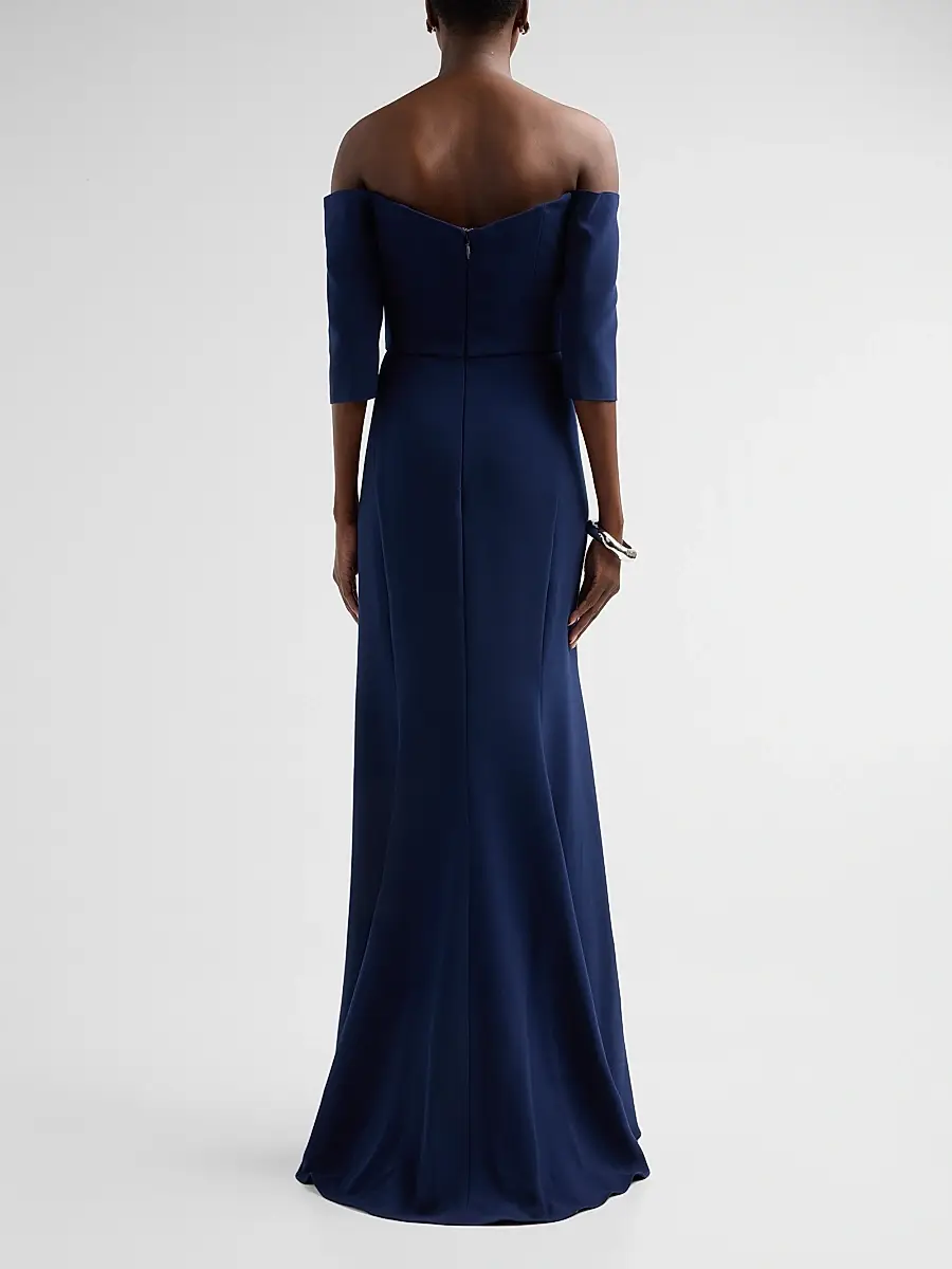 Amsale Women's Stretch Crepe Off-The-Shoulder Gown | Thumbnail 3 Amsale Women's Stretch Crepe Off-The-Shoulder Gown | Thumbnail 3