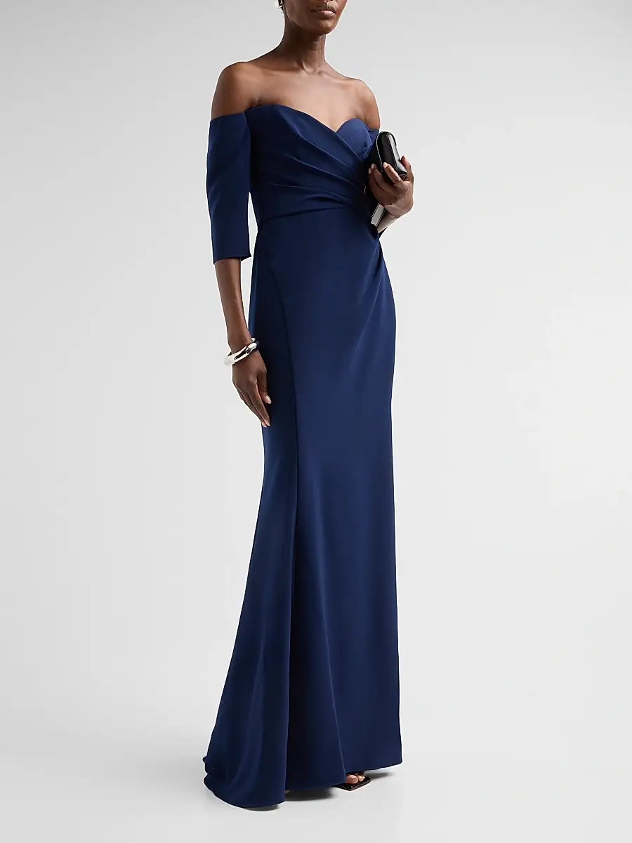 Amsale Women's Stretch Crepe Off-The-Shoulder Gown | Thumbnail 4 Amsale Women's Stretch Crepe Off-The-Shoulder Gown | Thumbnail 4