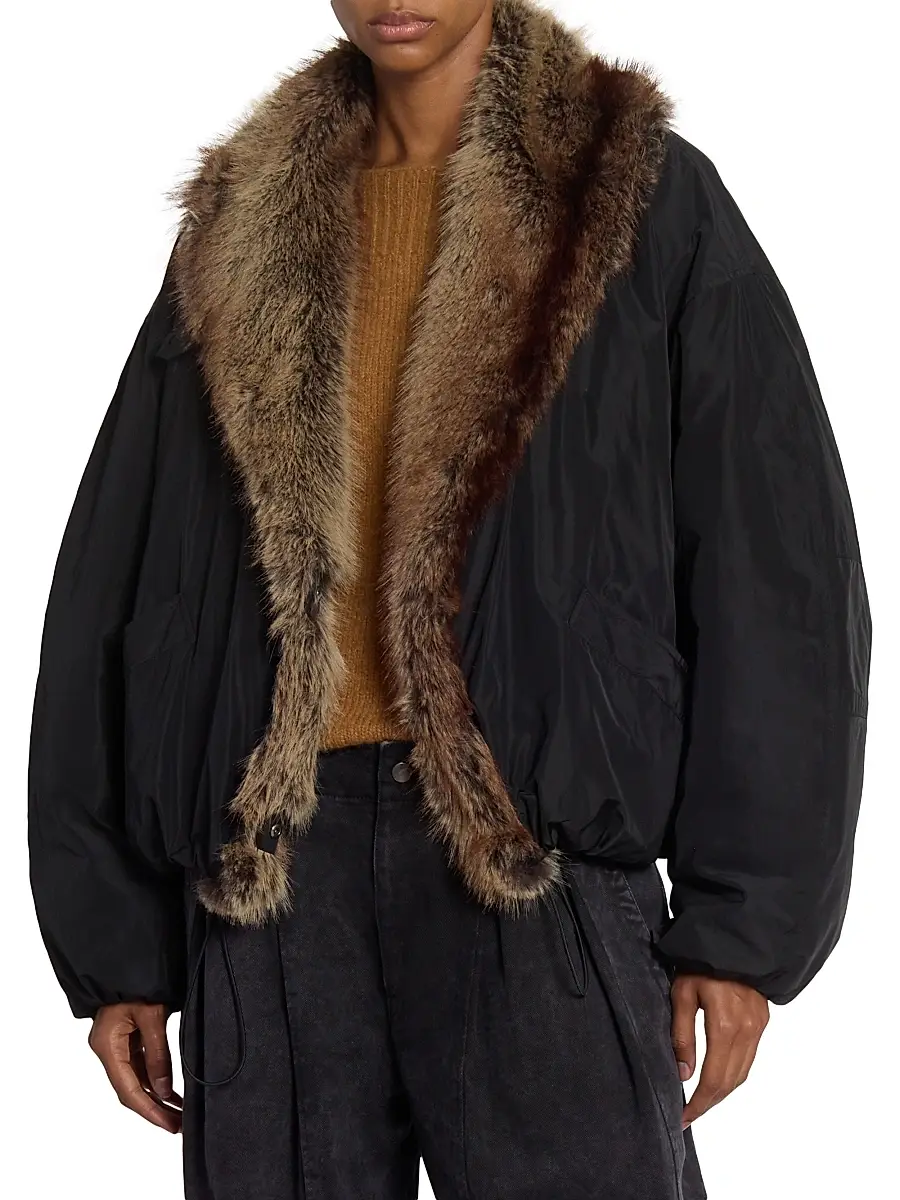 Isabel Marant Women's Charone Faux-Fur Trim Jacket | Thumbnail 3 Isabel Marant Women's Charone Faux-Fur Trim Jacket | Thumbnail 3