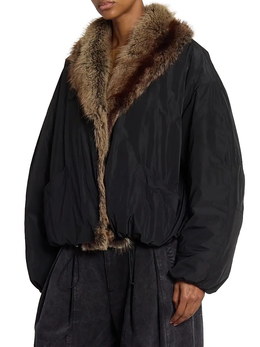 Isabel Marant Women's Charone Faux-Fur Trim Jacket | Thumbnail 4 Isabel Marant Women's Charone Faux-Fur Trim Jacket | Thumbnail 4