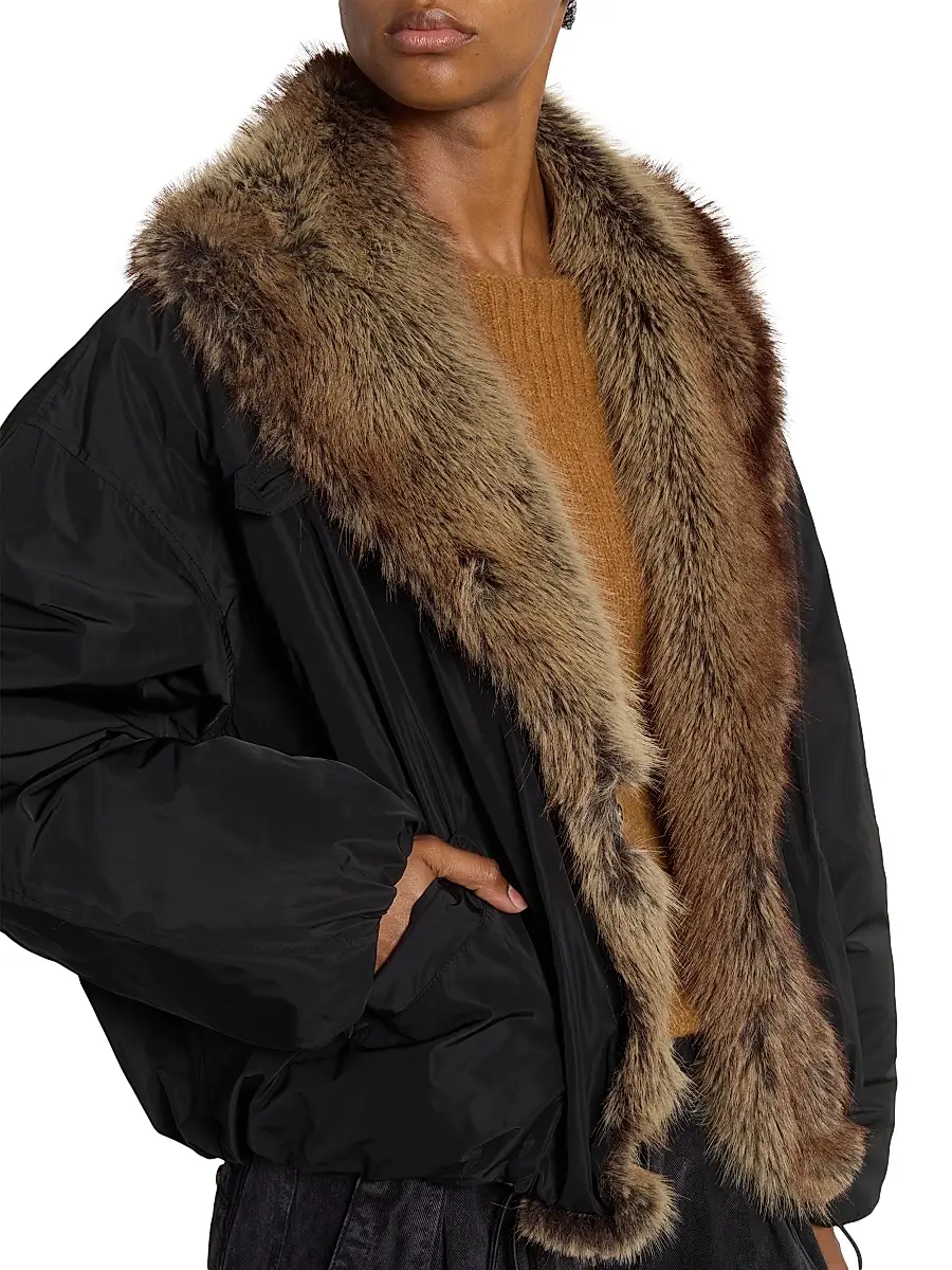 Isabel Marant Women's Charone Faux-Fur Trim Jacket | Thumbnail 6 Isabel Marant Women's Charone Faux-Fur Trim Jacket | Thumbnail 6