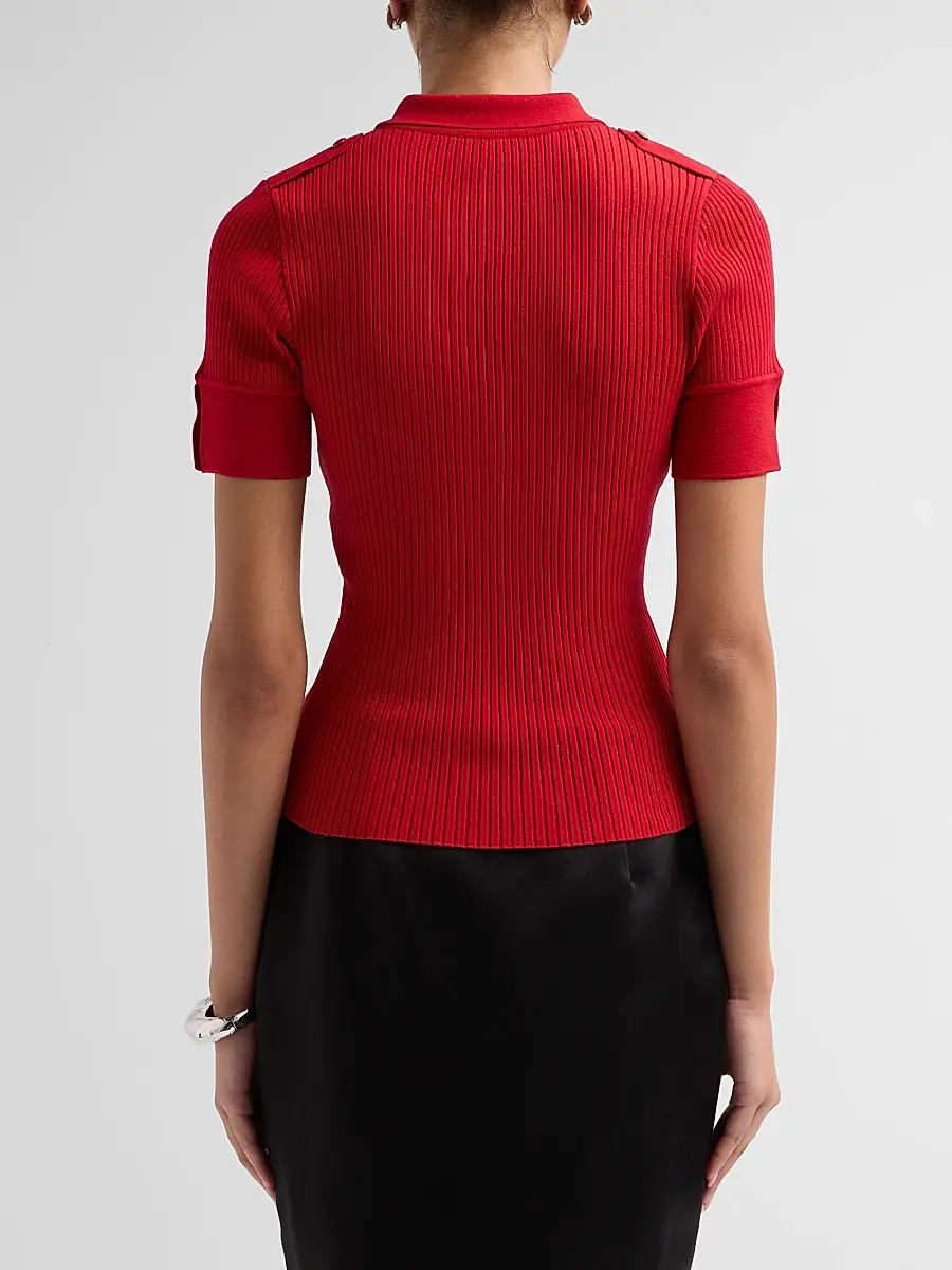 Courrèges Women's Rib-Knit Polo Sweater | Thumbnail 3