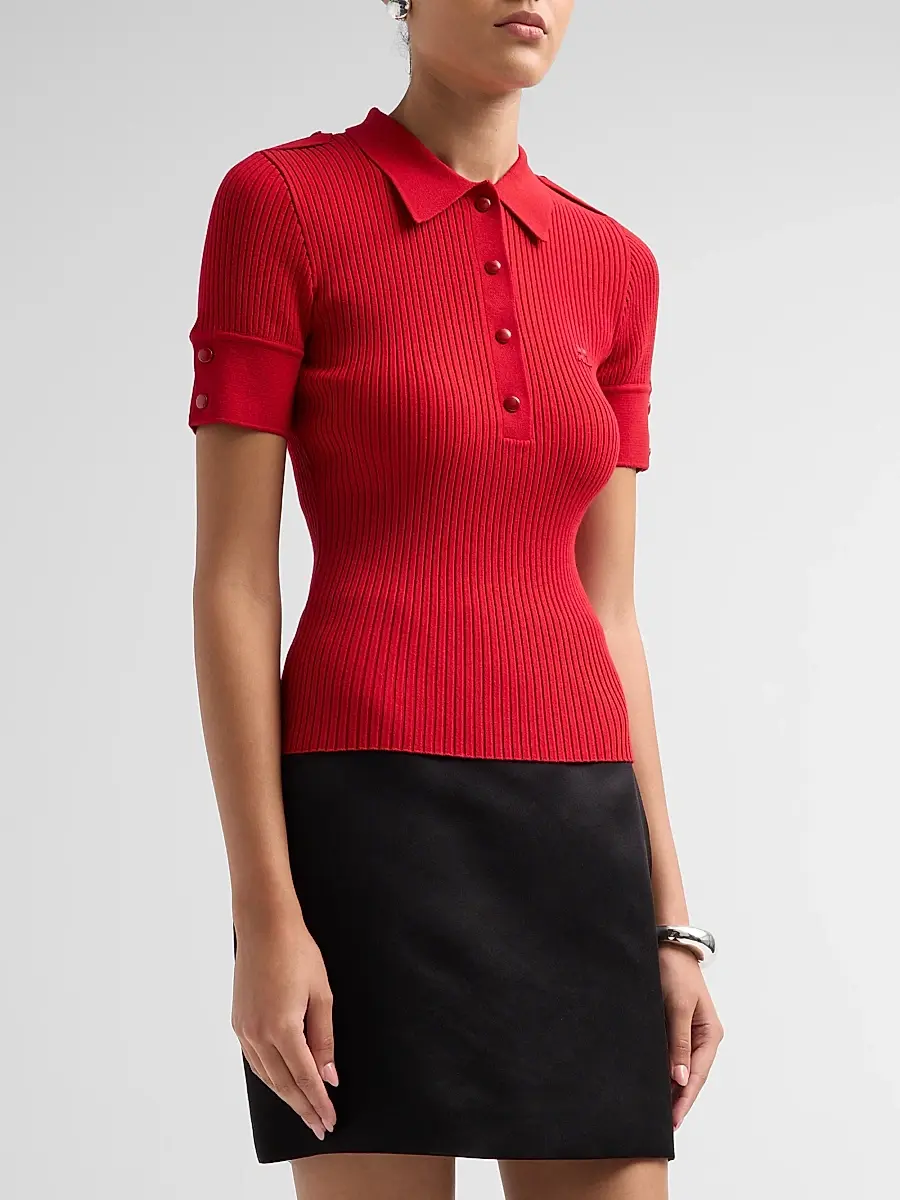Courrèges Women's Rib-Knit Polo Sweater | Thumbnail 4