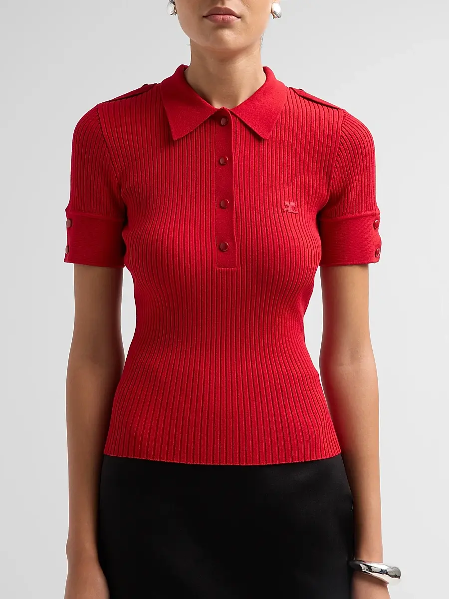 Courrèges Women's Rib-Knit Polo Sweater | Thumbnail 5