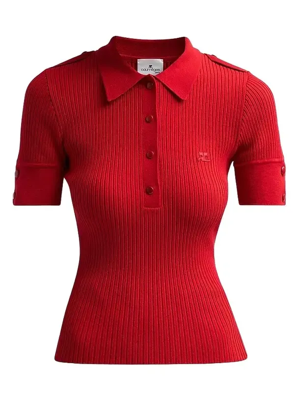 Women's Rib-Knit Polo Sweater Women's Rib-Knit Polo Sweater