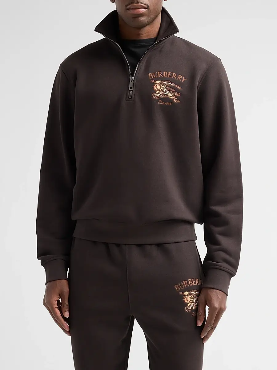 Burberry Men's Jacob EKD Cotton Half-Zip Sweatshirt | Thumbnail 4 Burberry Men's Jacob EKD Cotton Half-Zip Sweatshirt | Thumbnail 4