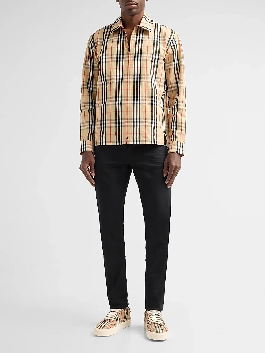Burberry Men's Ollie Check Cotton-Linen Overshirt | Thumbnail 2