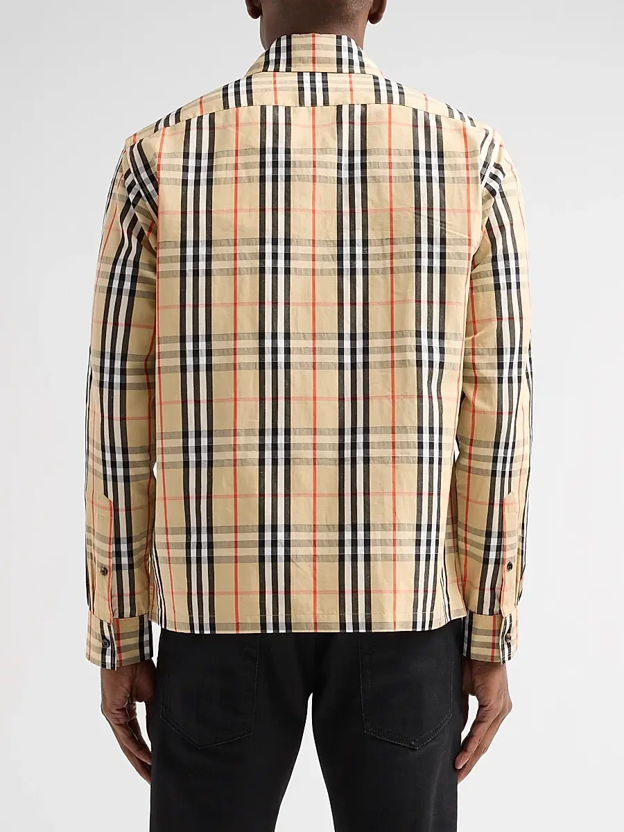 Burberry Men's Ollie Check Cotton-Linen Overshirt | Thumbnail 3