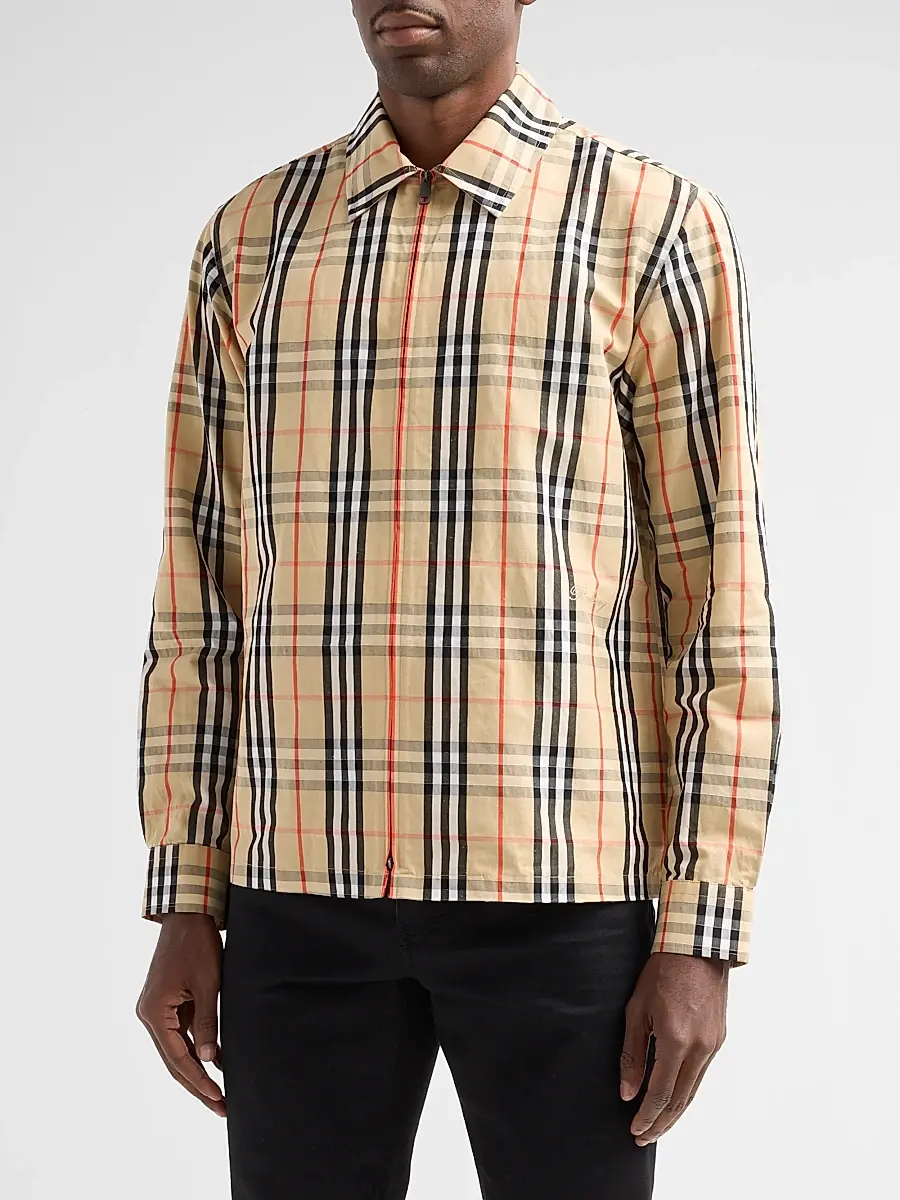 Burberry Men's Ollie Check Cotton-Linen Overshirt | Thumbnail 4