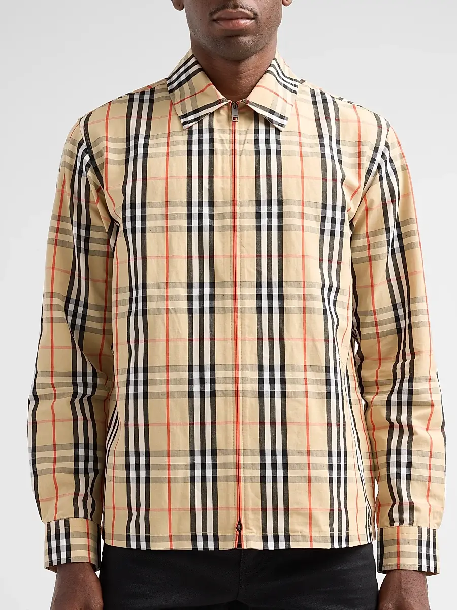 Burberry Men's Ollie Check Cotton-Linen Overshirt | Thumbnail 5