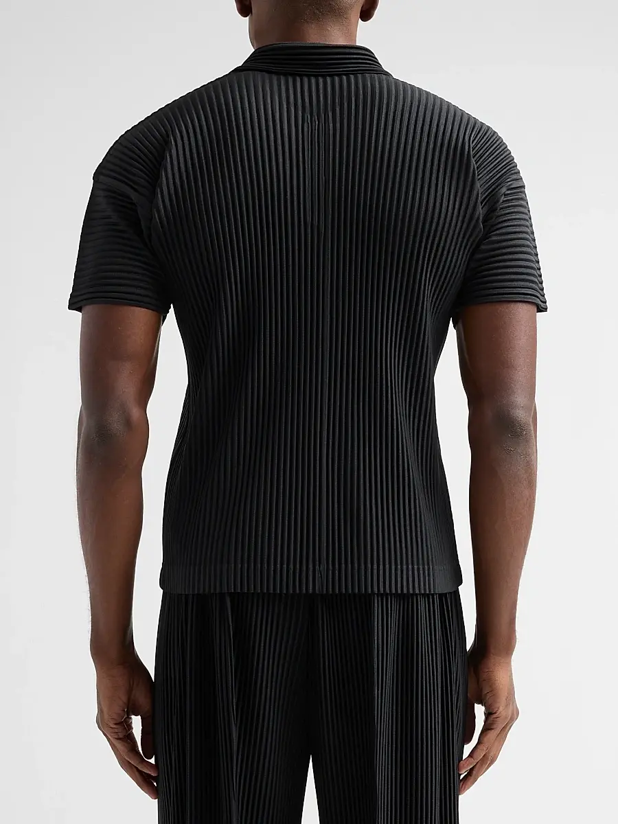 Homme Plissé Issey Miyake Men Pleated Knit Polo Shirt | Thumbnail 3