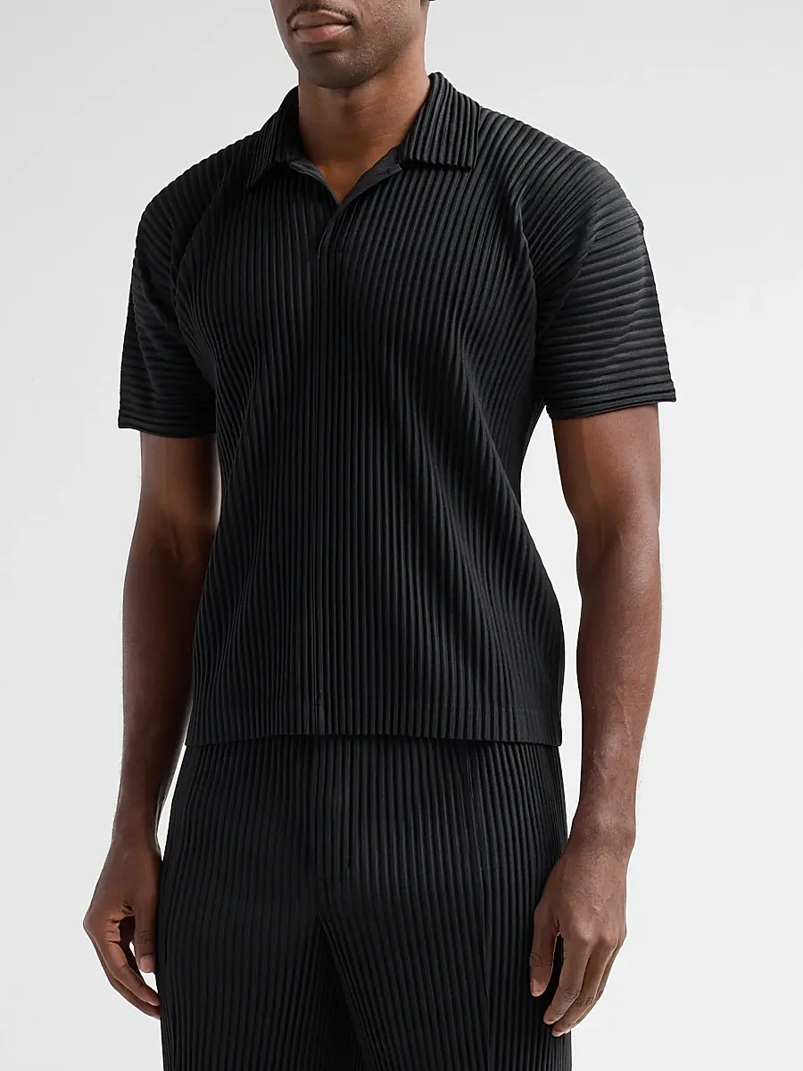 Homme Plissé Issey Miyake Men Pleated Knit Polo Shirt | Thumbnail 4