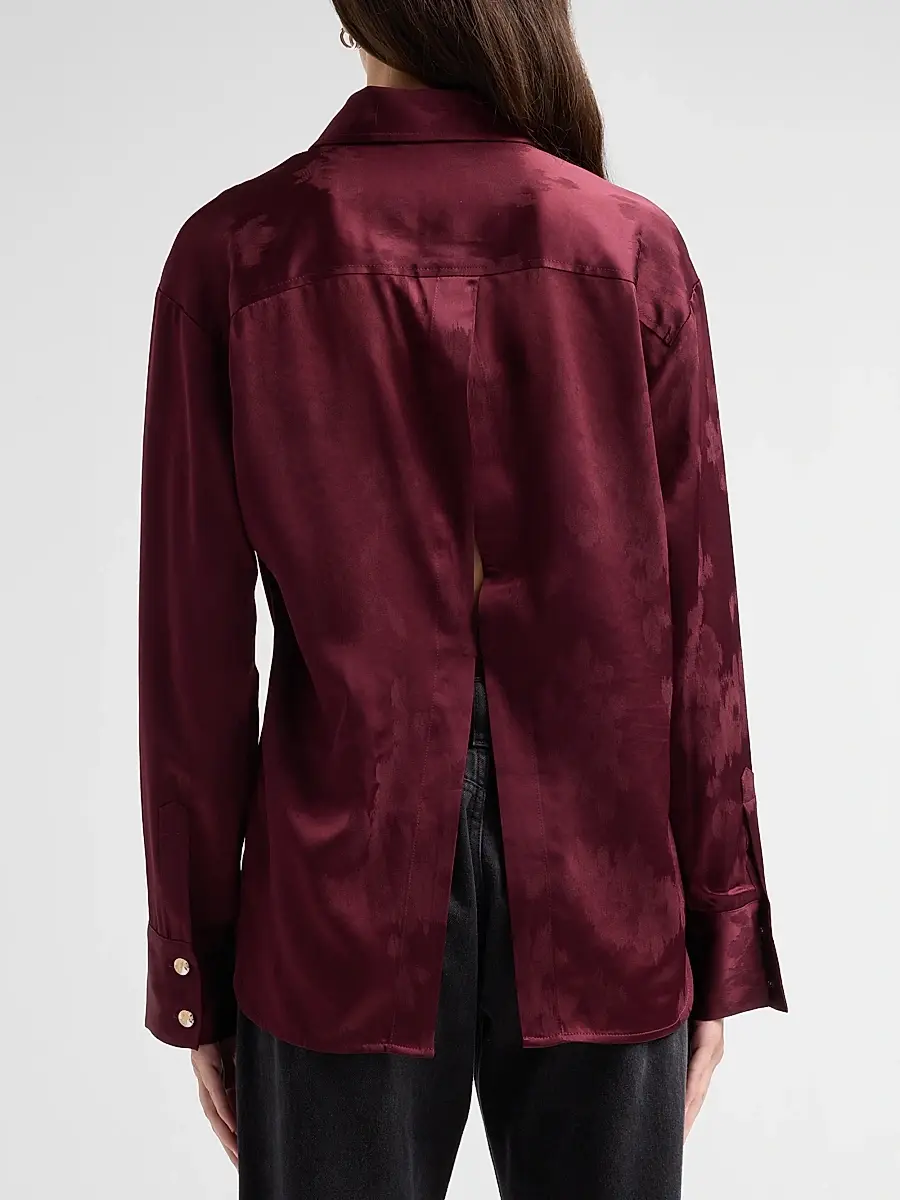Ganni Women's Satin Jacquard Drawstring Shirt | Thumbnail 3 Ganni Women's Satin Jacquard Drawstring Shirt | Thumbnail 3