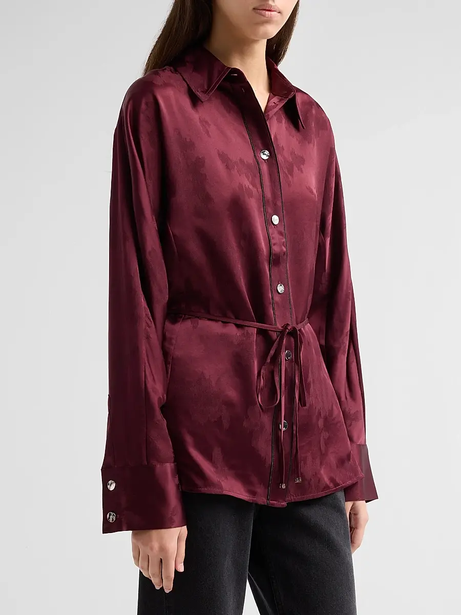 Ganni Women's Satin Jacquard Drawstring Shirt | Thumbnail 4 Ganni Women's Satin Jacquard Drawstring Shirt | Thumbnail 4