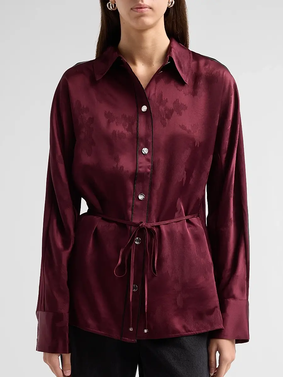 Ganni Women's Satin Jacquard Drawstring Shirt | Thumbnail 5 Ganni Women's Satin Jacquard Drawstring Shirt | Thumbnail 5