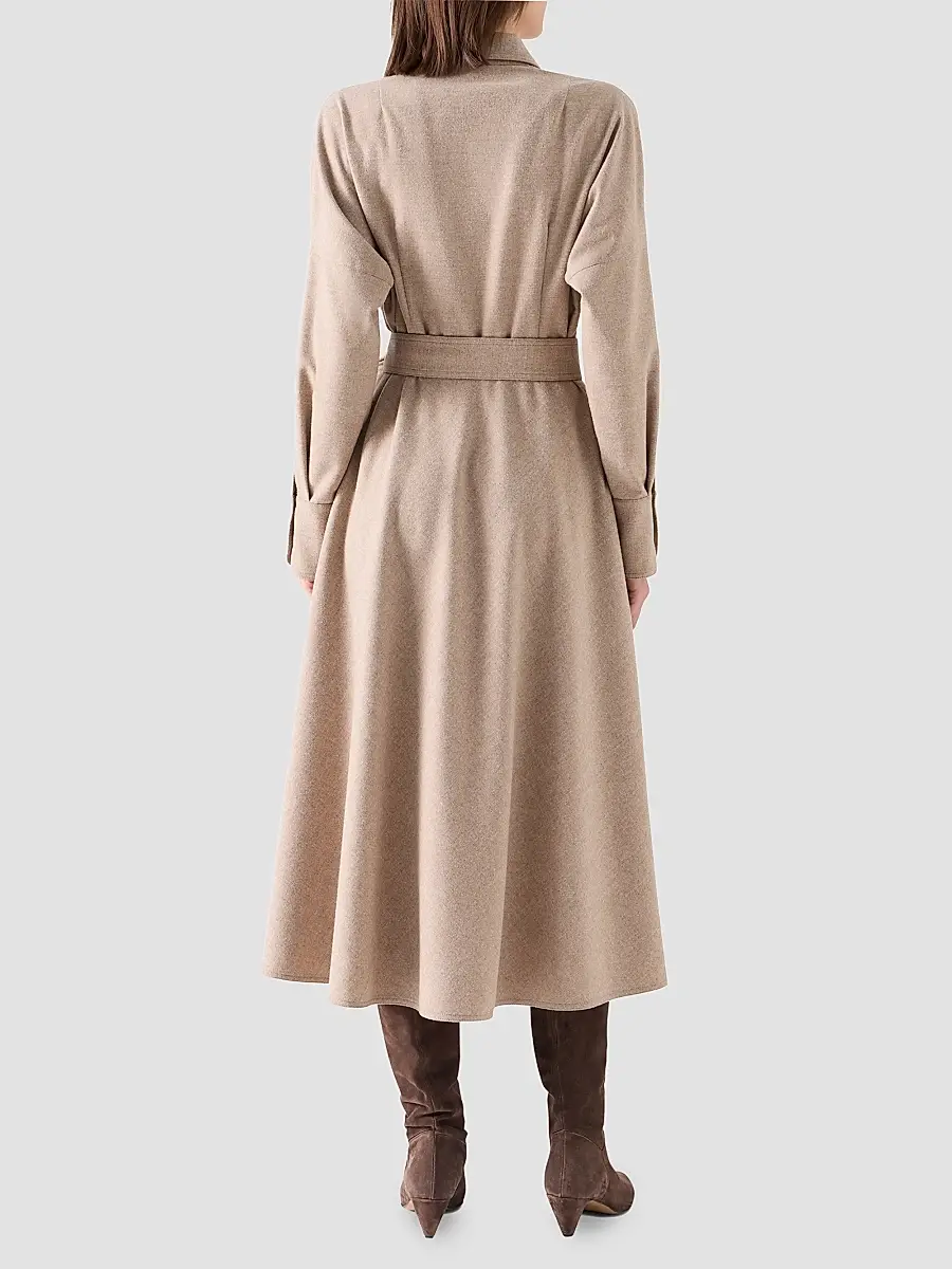 Akris punto Women's Flannel Wool Trench Midi Dress | Thumbnail 3