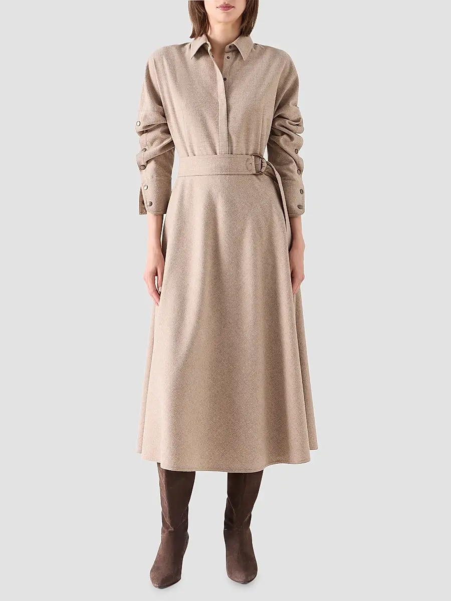 Akris punto Women's Flannel Wool Trench Midi Dress | Thumbnail 4