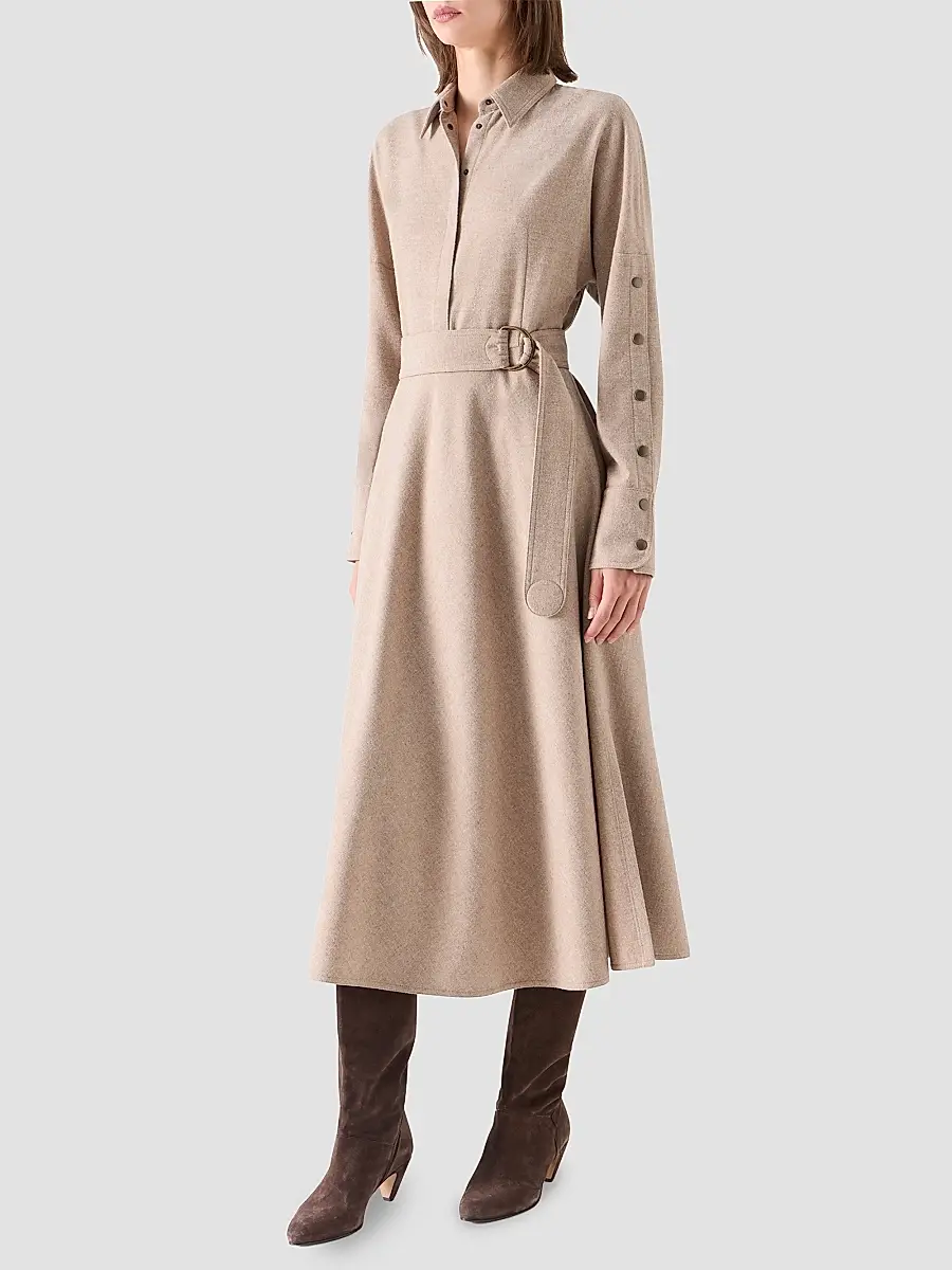 Akris punto Women's Flannel Wool Trench Midi Dress | Thumbnail 6