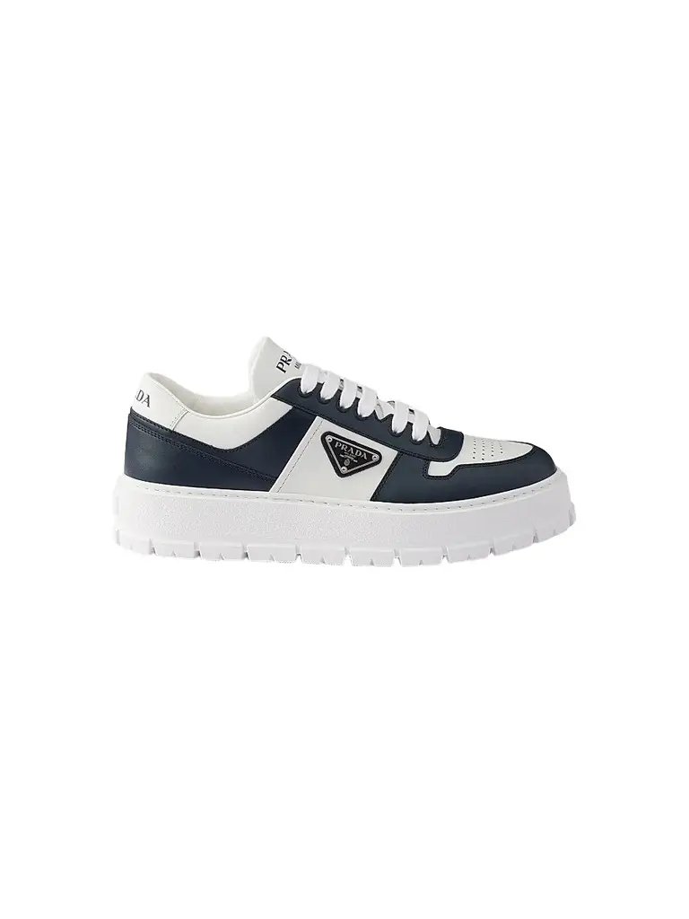 Prada Men's Leather Sneakers - Blue White | Image 1 Prada Men's Leather Sneakers - Blue White | Image 1