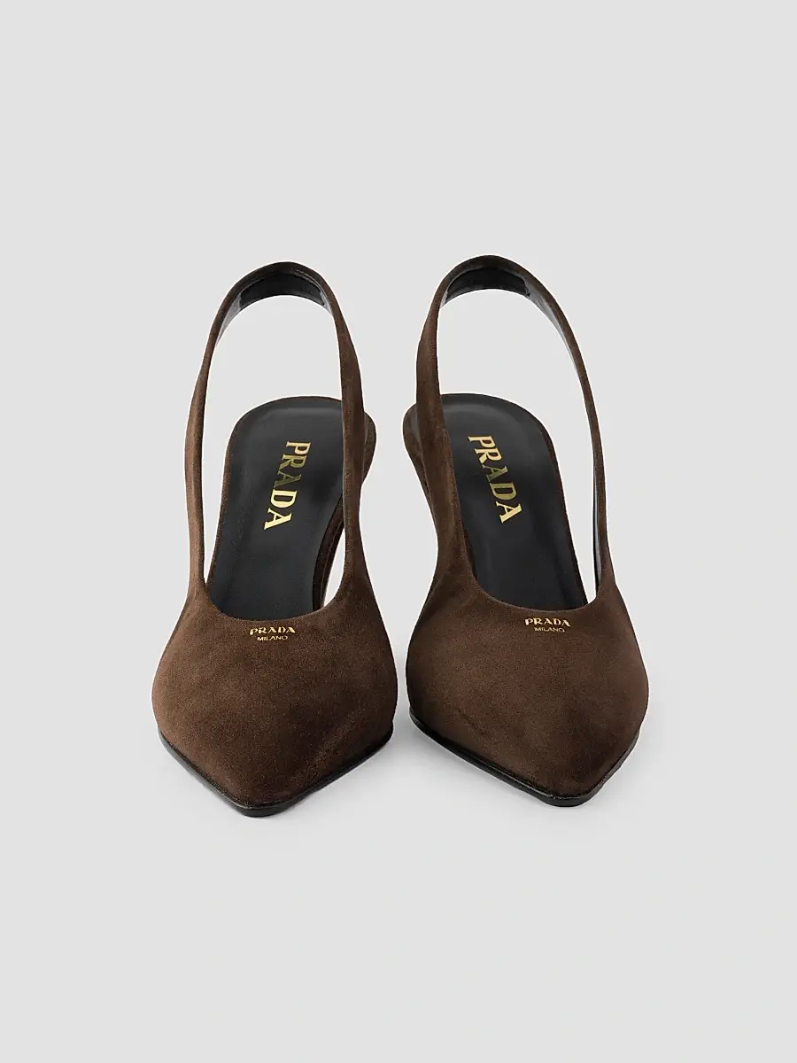 Prada Women's Suede Leather Slingback Pumps | Thumbnail 2 Prada Women's Suede Leather Slingback Pumps | Thumbnail 2