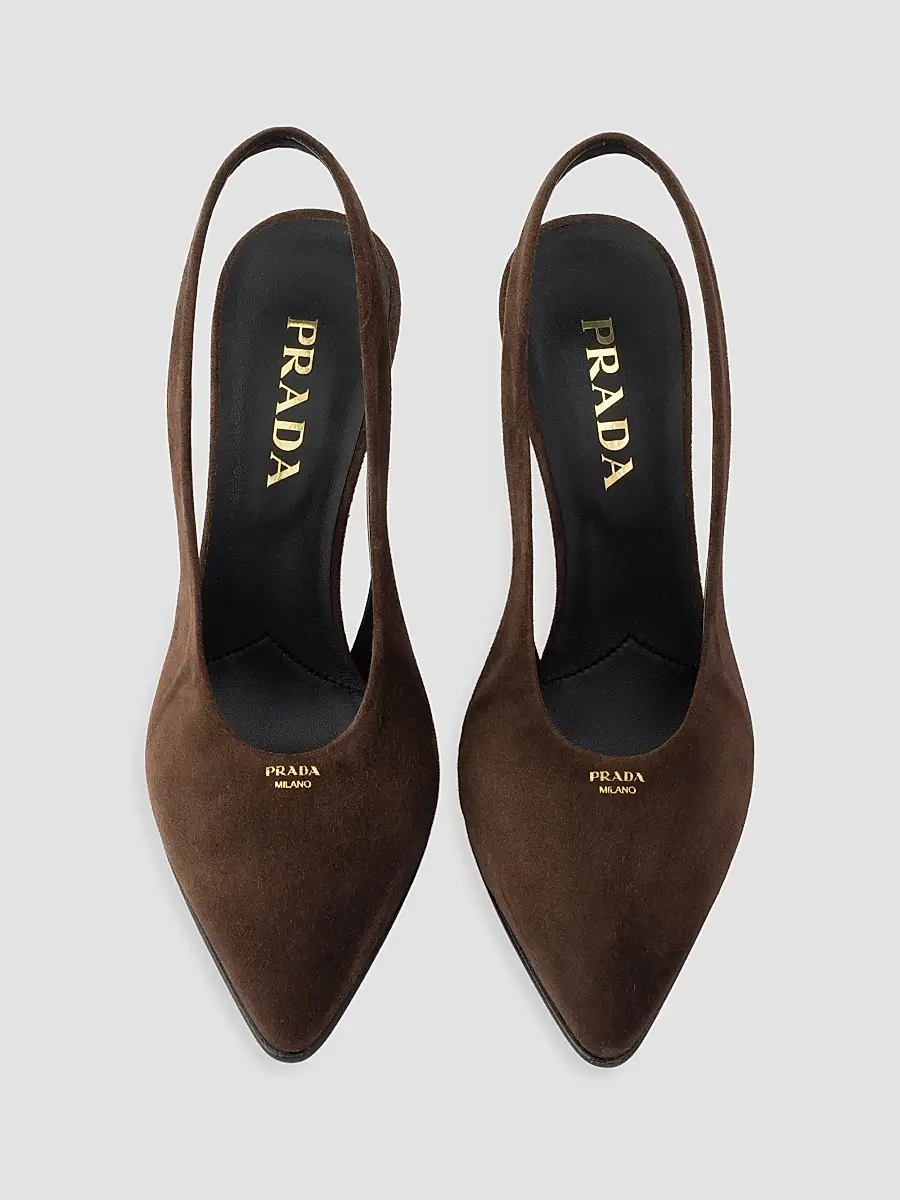 Prada Women's Suede Leather Slingback Pumps | Thumbnail 4 Prada Women's Suede Leather Slingback Pumps | Thumbnail 4