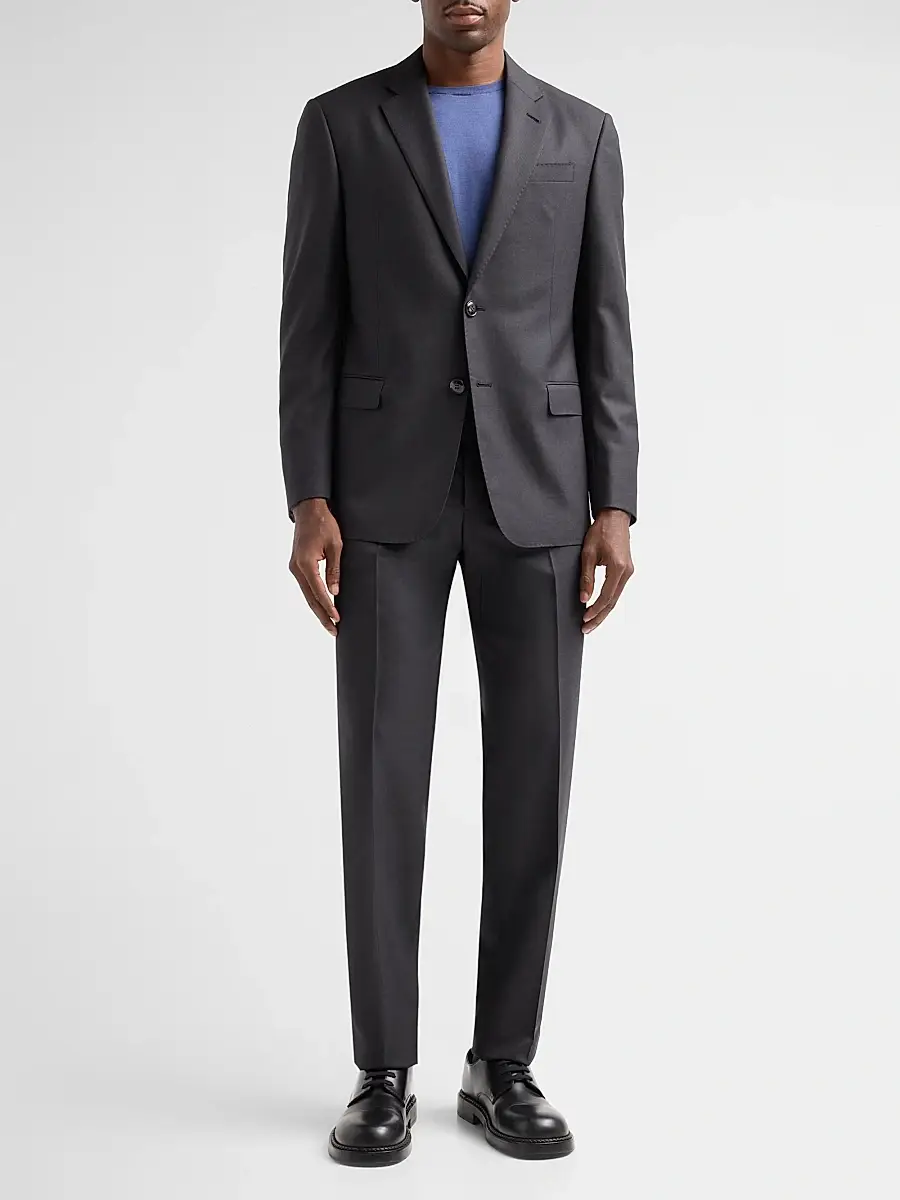 Giorgio Armani Men's Zig-Zag Textured Wool Suit | Thumbnail 2 Giorgio Armani Men's Zig-Zag Textured Wool Suit | Thumbnail 2