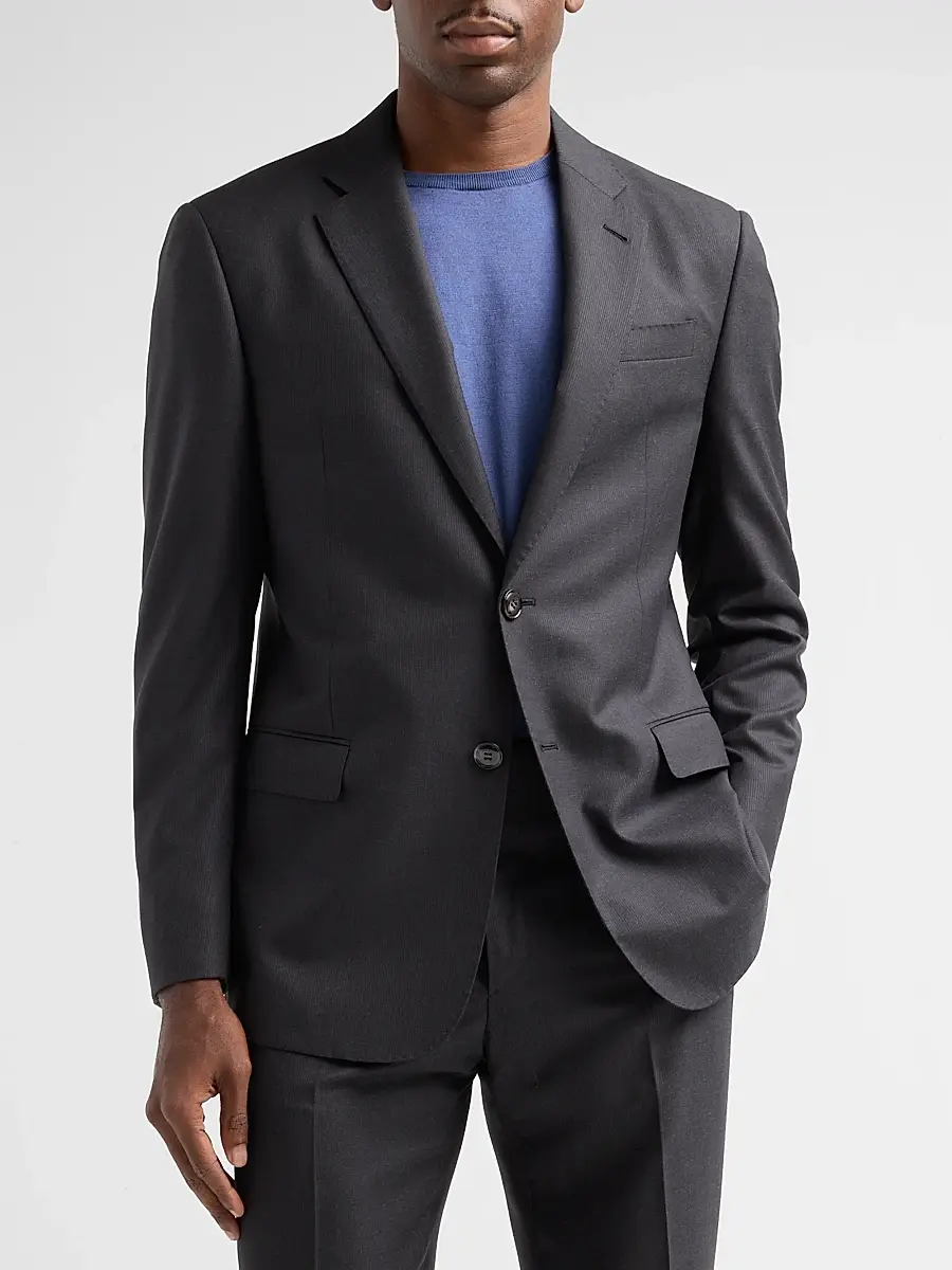 Giorgio Armani Men's Zig-Zag Textured Wool Suit | Thumbnail 4 Giorgio Armani Men's Zig-Zag Textured Wool Suit | Thumbnail 4