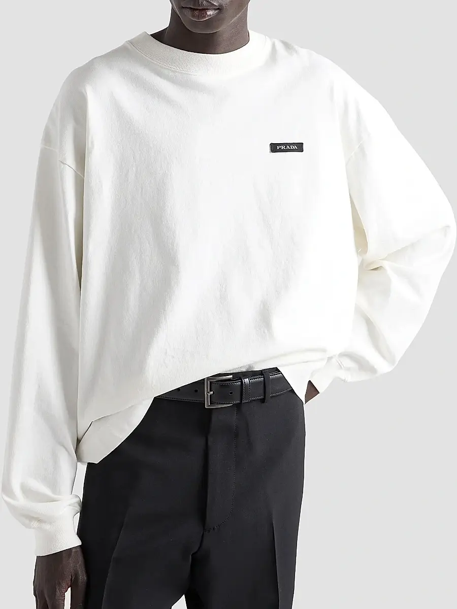 Prada Men's Long-Sleeved Cotton T-Shirt | Thumbnail 3 Prada Men's Long-Sleeved Cotton T-Shirt | Thumbnail 3