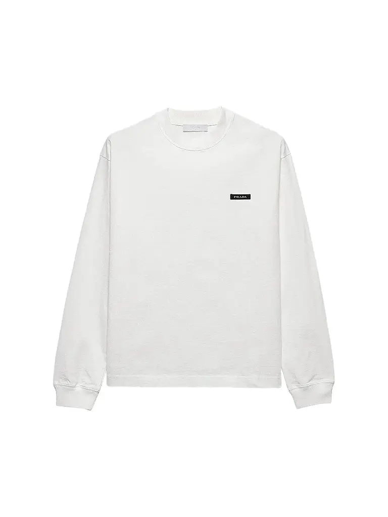 Prada Men's Long-Sleeved Cotton T-Shirt - White | Image 1 Prada Men's Long-Sleeved Cotton T-Shirt - White | Image 1