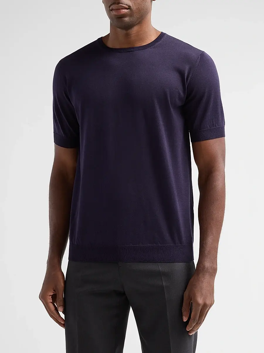 Giorgio Armani Men's Silk-Cotton Crewneck T-Shirt | Thumbnail 4 Giorgio Armani Men's Silk-Cotton Crewneck T-Shirt | Thumbnail 4