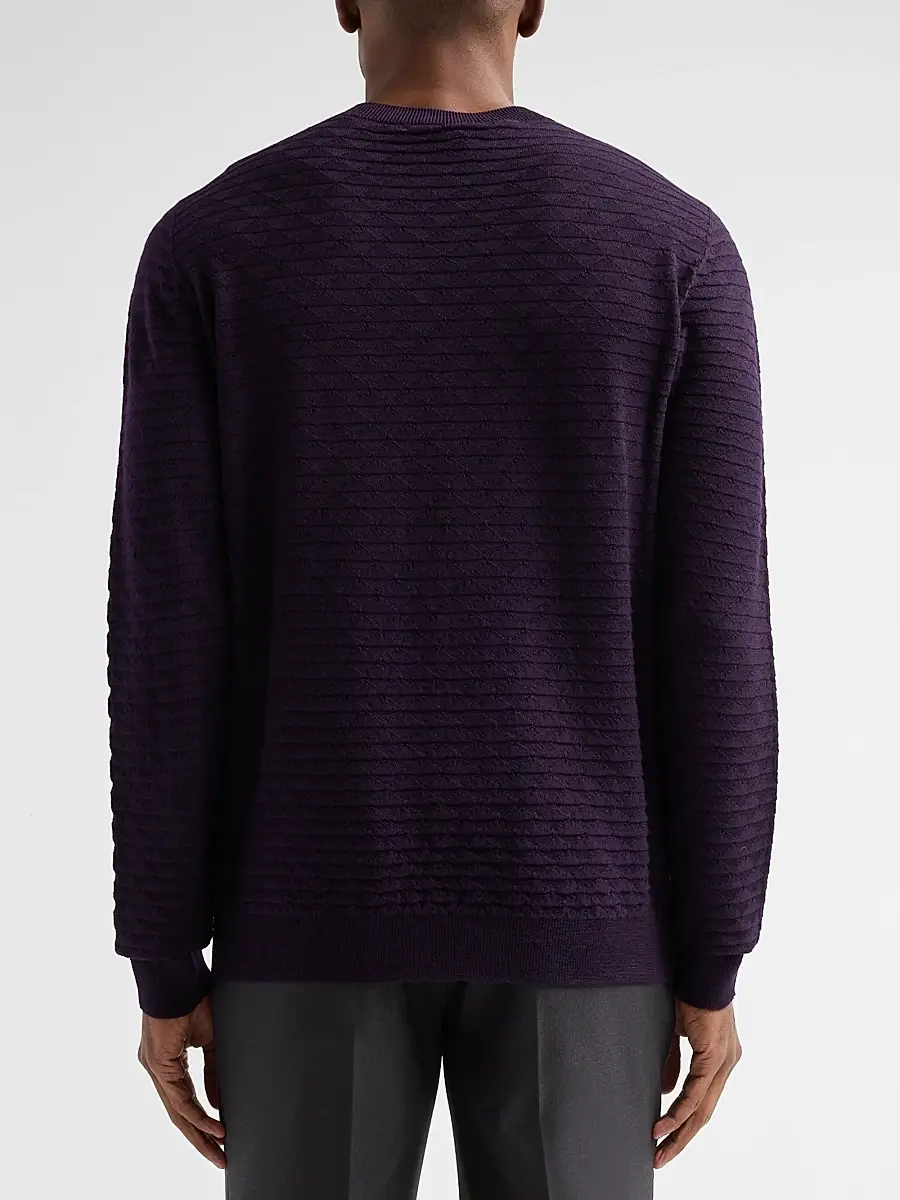 Giorgio Armani Men's Geometric Textured Virgin Wool Crewneck Sweater | Thumbnail 3 Giorgio Armani Men's Geometric Textured Virgin Wool Crewneck Sweater | Thumbnail 3