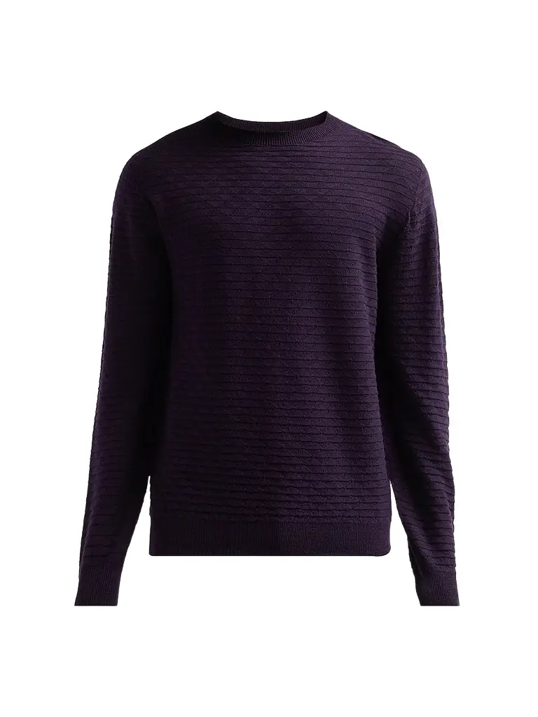 Giorgio Armani Men's Geometric Textured Virgin Wool Crewneck Sweater - Must | Image 1 Giorgio Armani Men's Geometric Textured Virgin Wool Crewneck Sweater - Must | Image 1