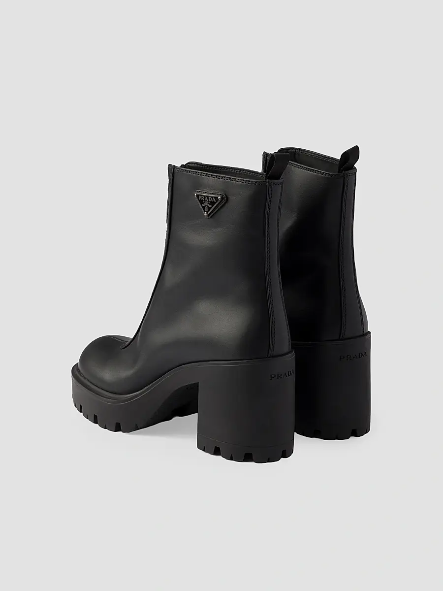 Prada Women's Leather Ankle Boots with Zipper | Thumbnail 3 Prada Women's Leather Ankle Boots with Zipper | Thumbnail 3