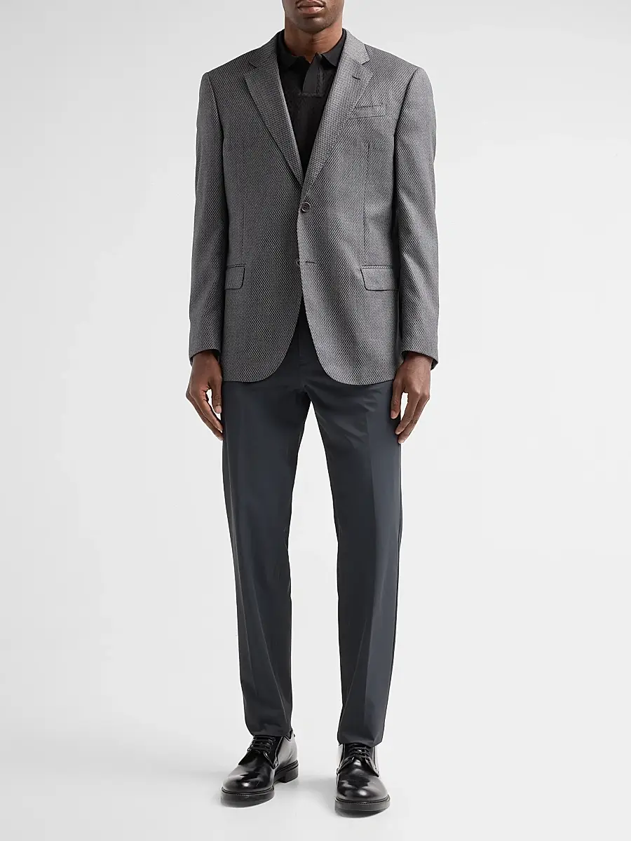 Emporio Armani Men's Texture Diamond Wool Sport Coat | Thumbnail 2