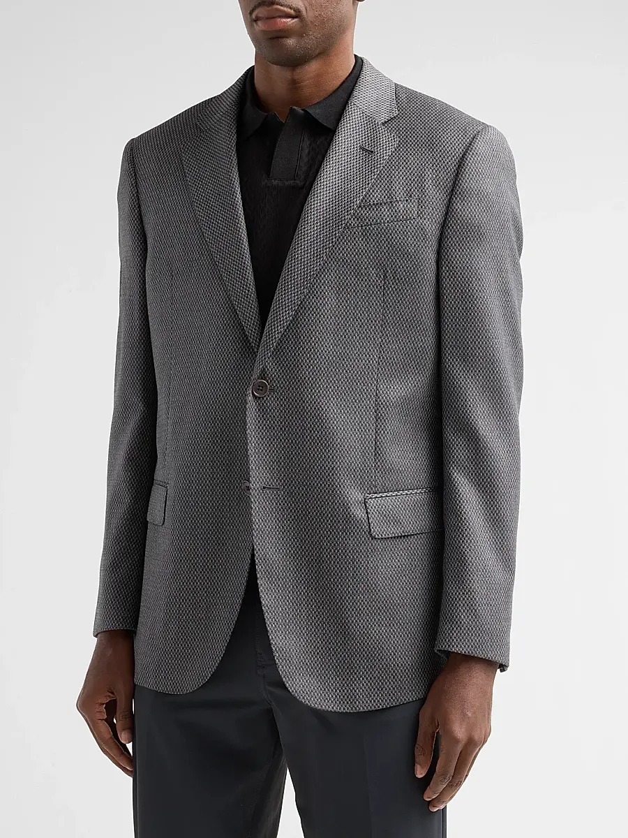 Emporio Armani Men's Texture Diamond Wool Sport Coat | Thumbnail 4