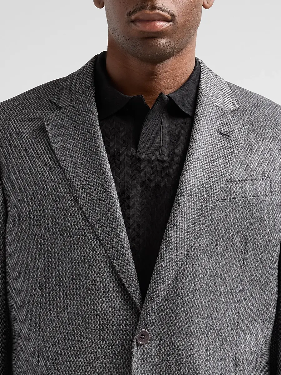 Emporio Armani Men's Texture Diamond Wool Sport Coat | Thumbnail 5