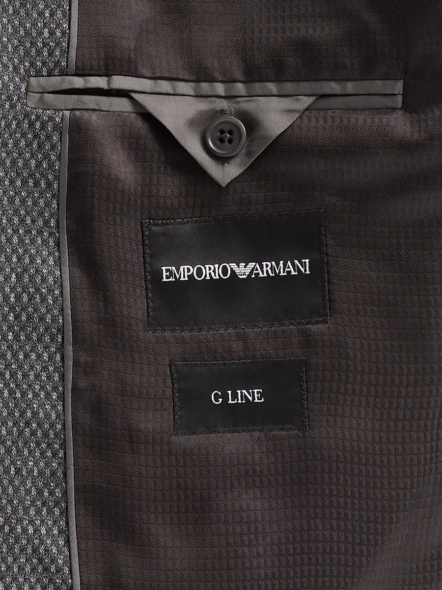 Emporio Armani Men's Texture Diamond Wool Sport Coat | Thumbnail 6