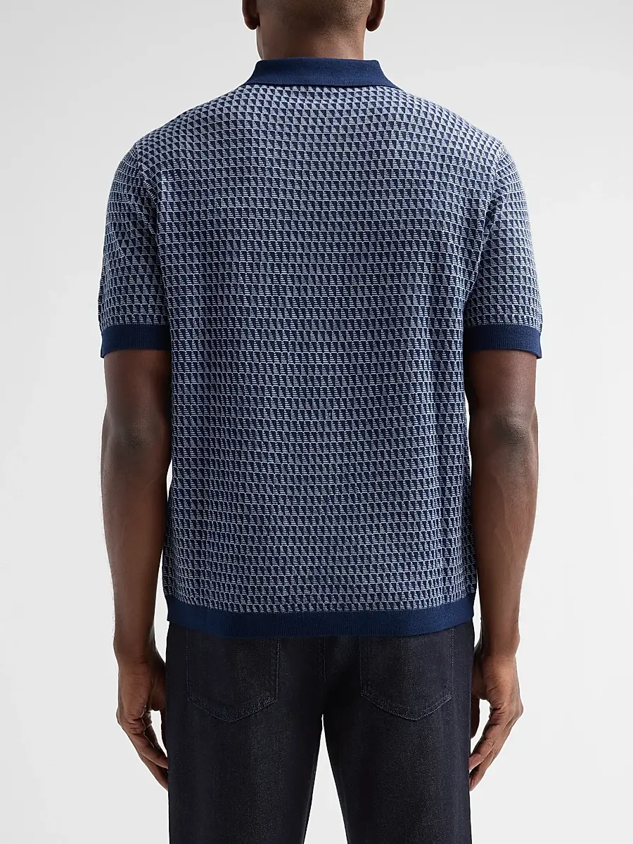 Emporio Armani Men's Contrast Triangle Jacquard Short-Sleeve Sweater | Thumbnail 3 Emporio Armani Men's Contrast Triangle Jacquard Short-Sleeve Sweater | Thumbnail 3