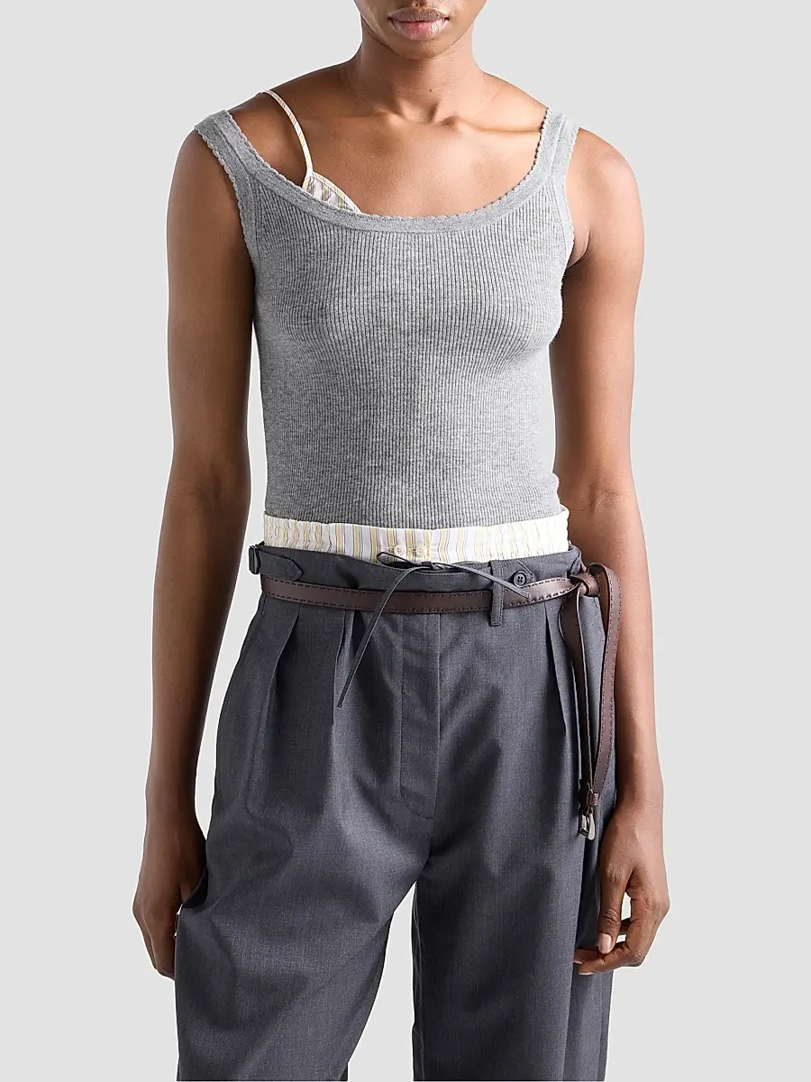 Prada Women's Ribbed Knit Cashmere Tank Top | Thumbnail 3