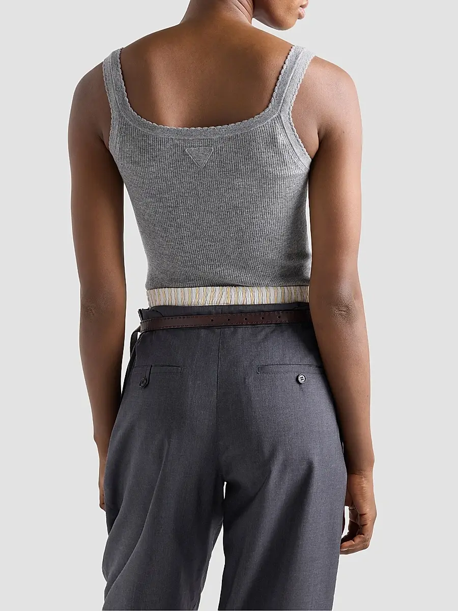 Prada Women's Ribbed Knit Cashmere Tank Top | Thumbnail 4