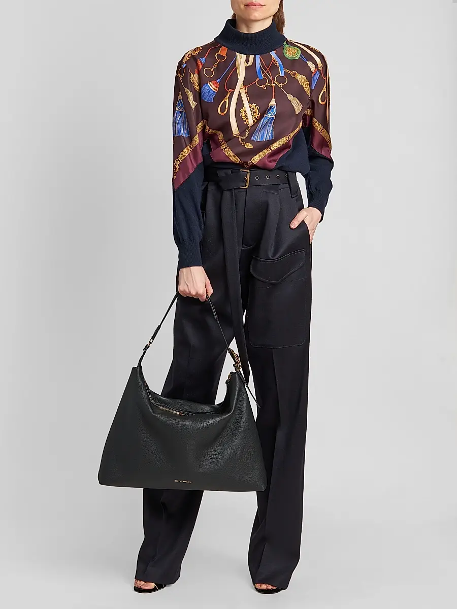 Etro Women's Large Tumbled Leather Hobo Shoulder Bag | Thumbnail 2 Etro Women's Large Tumbled Leather Hobo Shoulder Bag | Thumbnail 2